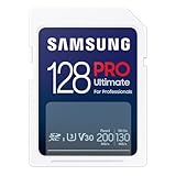 Samsung PRO Ultimate Tarjeta de Memoria SD, 128 GB, Lectura 200 MB/s, Escritura 130 MB/s, UHS-I, C10, U3, V30, 4K UHD, Para Smartphone, Dron o Cámara de Acción (MB-SY128S)