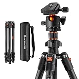 K&F Concept Trípode de Cámara Carbono Compacto y Professional, 162cm, Trípode Ligero de Viaje para Fotografía con 360° Rótula de Bola y Placa de Liberación para Cámara DSLR K254C2(Solo 1.13kg)