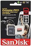 SanDisk Extreme PRO - Tarjeta de memoria microSDXC de 256 GB con adaptador SD, A2, hasta 170 MB/s, Class 10, U3 y V30