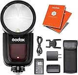 Godox - Flash Profesional Godox V1-F - Flash Speedlite Speedlight - Inalámbrico 2.4G Compatible con cámaras Fuji Fujifilm X-T1 X-T2, cámara - Ideal para Estudio fotográfico, para Fotos de Bodas