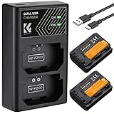 K&F Concept NP-FZ100 Batería de Repuesto(2 Pack) con Cargador Dual USB,Sony NP-FZ100 Batería de Cámara 2280mAh para Sony Alpha A7 III,A7R III (A7R3),A9,a6600,a7R IV,Alpha a9 II