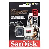 SanDisk Extreme PRO - Tarjeta de memoria de 32 GB microSDHC UHS-I + adaptador SD, velocidad de lectura hasta 100 MB/s, Clase 10, U3, V30 y A1