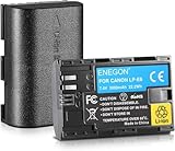 ENEGON LP-E6 baterías (Paquete de 2 3000mAh) para EOS R, R5C, 5D Mark II, 5D III, 5D IV, 5DS, 5DSR, 6D, 7D, 7D II, 7D III, 80D, 70D, 60D, 60Da, XC10, XC15