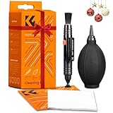 K&F CONCEPT 4 en 1 Kit de Limpieza Cámara, Cleaning Kit con Soplador+2 PCS Paño Limpieza Microfibra Envasado al Vacío+Lápiz Limpiador con Cepillo/Cabeza Carbono para Todos los de DSLR y Objetivos
