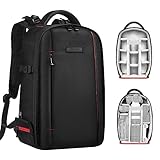 K&F Concept Mochila para Cámara Profesional, Portátil Mochila Fotografia, Mochila Cámara para Reflex Impermeable Antirrobo Gran Capacidad, Bolsa Cámara Compartimento para Portátil de 15 Pulgadas(18L)