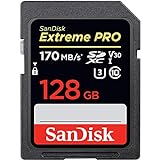 SanDisk Extreme PRO - Tarjeta de memoria SDXC de 128 GB, hasta 170 MB/s, UHS-I, Class 10, U3, V30, Color Negro