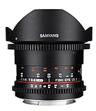 Samyang F1322406101 - Objetivo para vídeo VDSLR para Sony E (Distancia Focal Fija 8mm, Apertura T3.8-22 UMC, Ojo de pez, CSII), Negro