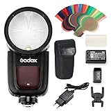 Godox V1-O Round Head Flash Speedlite 2.4G X Wireless HSS 76Ws Speedlight Flash with Li-on Battery Powered for Panasonic Olympus DSLR Cameras