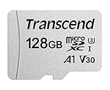 Transcend 128 GB microSDXC 300S Class 10 Memory Card con hasta 95/45 MB/s (para smartphones, cámaras digitales y consolas Nintendo) sin adaptador SD TS128GUSD300S
