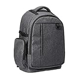 Amazon Basics – Mochila para cámara DSLR, de poliéster 840D impermeable de alta densidad, gris ceniza