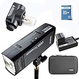 Godox AD200 2.4G TTL Pocket Flash 200Ws TTL HSS 1/8000s Flash Lightning con Flash Cabeza(GN52), Rayo Incandescente Cabeza(GN60),2900mAh Batería de Litio para Canon Sony Nikon Fujifilm Olympus Cámaras