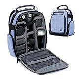USA Gear Mochila para Cámara DSLR (Azul) con Divisores Personalizables, Fondo Resistente y Respaldo Cómodo - Compatible con Canon, Nikon, Sony y más