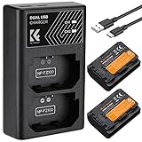 K&F Concept NP-FZ100 Batería de Repuesto(2 Pack) con Cargador Dual USB,Sony NP-FZ100 Batería de Cámara 2280mAh para Sony Alpha A7 III,A7R III (A7R3),A9,a6600,a7R IV,Alpha a9 II