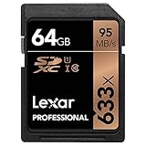 Lexar Profesional 633x Tarjeta SD 64GB, SDXC UHS-I, Hasta 95 MB/s de Lectura, para DSLR de gama media, Videocámara HD, Cámara 3D (LSD64GCB1EU633)