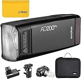 Godox AD200Pro Nueva versión Pocket Flash Light 200W 2.4G TTL HSS 1 / 8000s 0.01-1.8s Reciclaje Doble luz Cabeza estroboscópica con batería de Litio Speedlite 2900mAh（AD200Pro）
