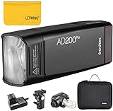 Godox AD200Pro Nueva versión Pocket Flash Light 200W 2.4G TTL HSS 1 / 8000s 0.01-1.8s Reciclaje Doble luz Cabeza estroboscópica con batería de Litio Speedlite 2900mAh（AD200Pro）