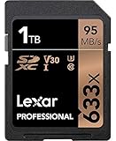Lexar Profesional 633x Tarjeta SD 1TB, Tarjeta SDXC UHS-I, Hasta 95 MB/s de Lectura, para DSLR de gama media, Videocámara HD, Cámara 3D (LSD1TCB633)