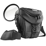 Mantona Premium - Bolso para cámaras réflex con Filtro UV Slim MC 58 mm, Negro