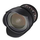Samyang F1322503101 - Objetivo para vídeo VDSLR para Nikon F (Distancia Focal Fija 10mm, Apertura T3.1-22 ED AS NCS CS II), Negro