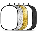 Neewer 5-in-1 Reflector de luz professional, plegable multi discos ovalado (80 x 120 cm) translúcido, plateado, negro, dorado y blanco