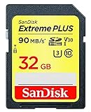 SanDisk Extreme Plus 32 GB SDHC Memory Card, Twin Pack, Up to 90 MB/s, Class 10, U3, V30