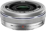 OM System Objetivo M.Zuiko Digital 14-42 mm F3.5-5.6 EZ, Zoom estándar, Adecuado para Todas Las cámaras MFT (Modelos Olympus OM-D & Pen, Serie G de Panasonic), Plata