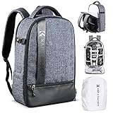 K&F CONCEPT Mochila para Cámara, Mochila Fotográfica Profesional Impermeable Mochila para Cámara Reflex, Bolsa para Cámara con Compartimento de Gran Capacidad para Portátil 16 Pulgadas